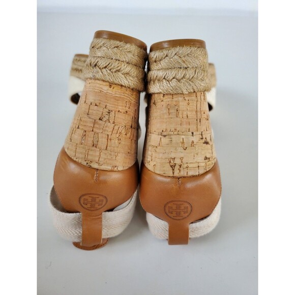 Tory Burch Peep Toe Cork Wedge Sandals Size 7.5 - Picture 7 of 12
